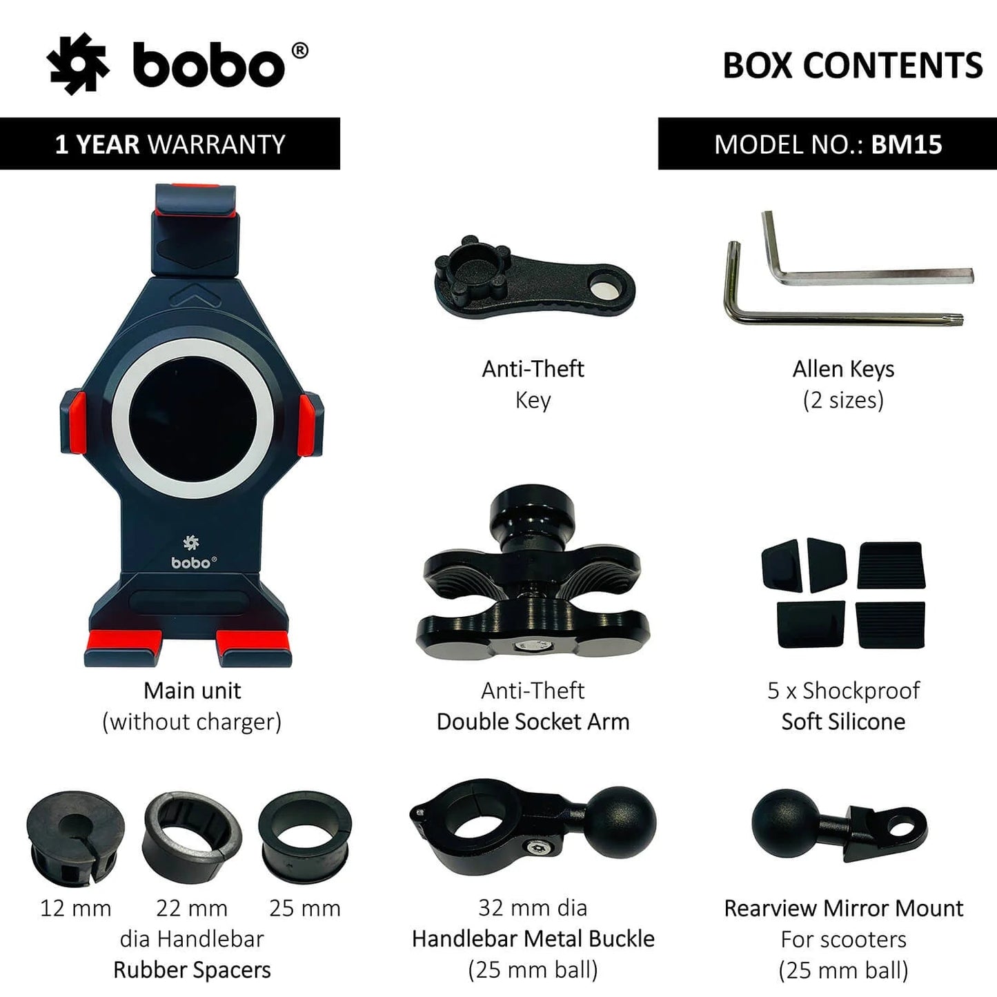 BOBO BM15 Anti-Vibration Metallic Heavy Duty Bike Phone Holder