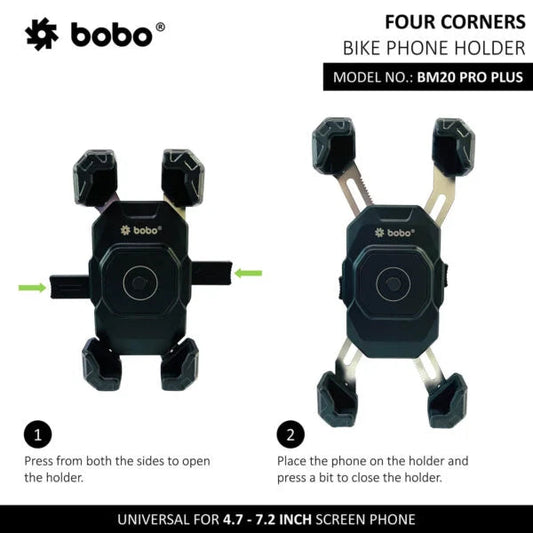 BOBO BM20 PRO PLUS 4-Corner Grip Bike Phone Holder with PRO PLUS Vibration Damper