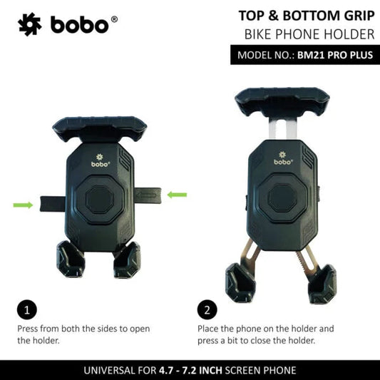 BOBO BM21 PRO PLUS Top & Bottom Grip Bike Phone Holder with PRO PLUS vibration damper