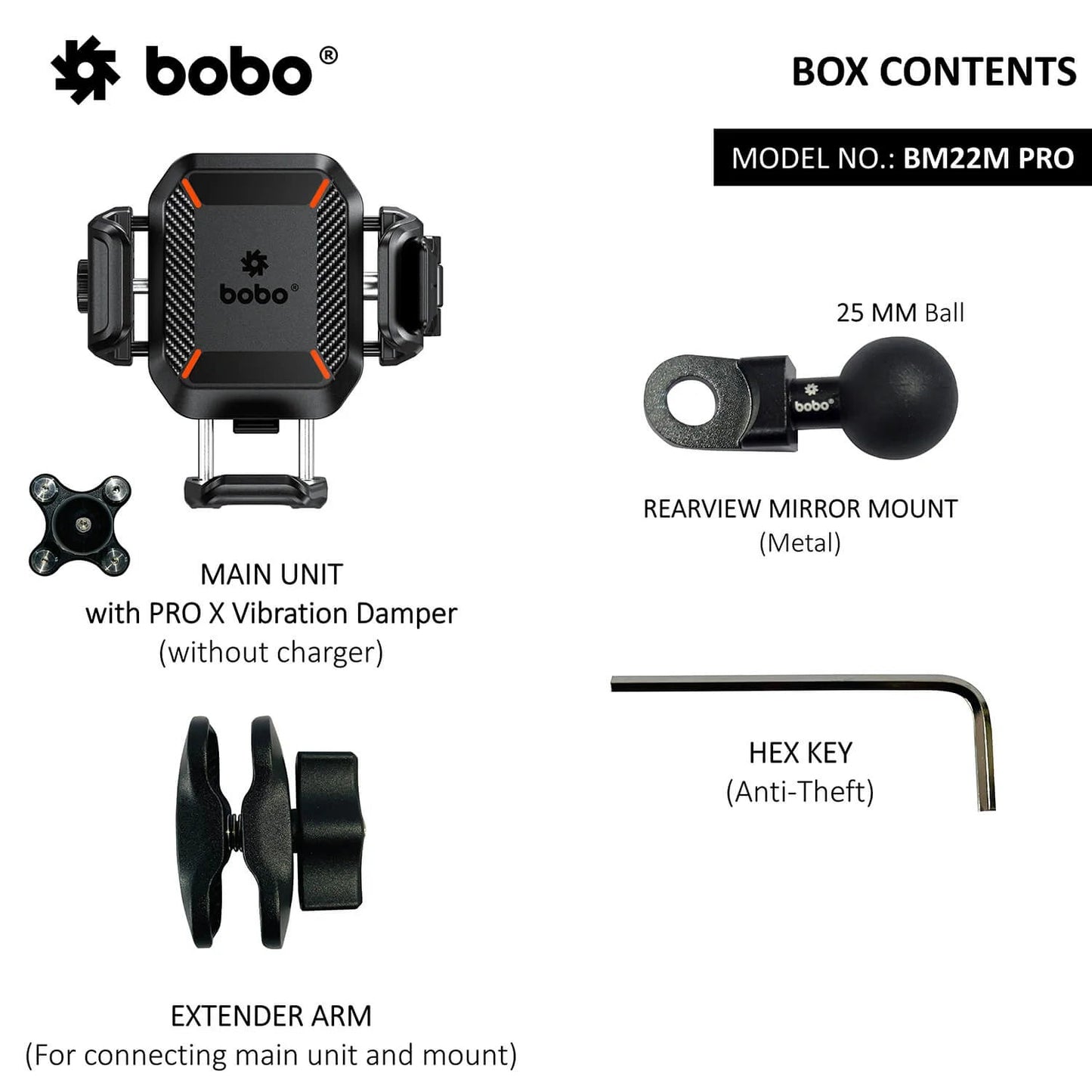 BOBO BM22H/M PRO Anti-Theft Bike Phone Holder with Anti-Vibration and Quick Release