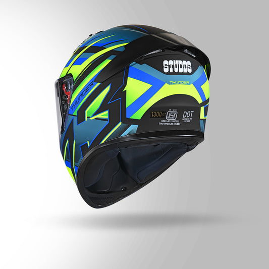 THUNDER D6 DECOR MATT BLACK / GREEN & BLUE WITH SPOILER