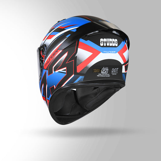 THUNDER D6 DECOR MATT BLACK / WHITE & BLUE WITH SPOILER