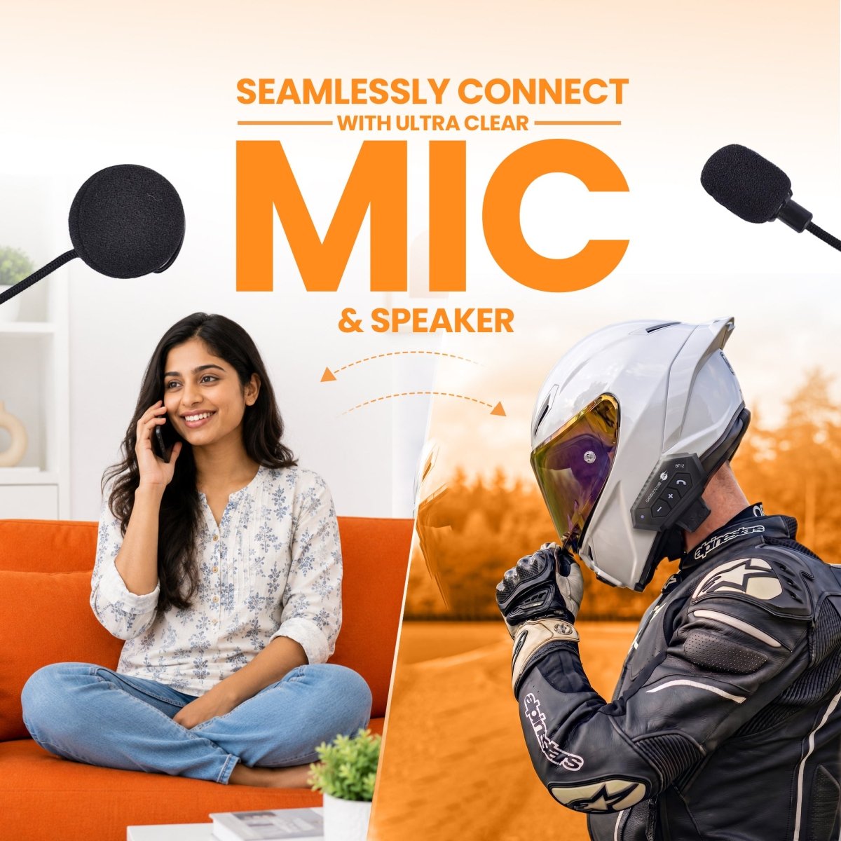 LGP BLUETOOTH BT-12 WIRELESS MOTORCYCLE HELMET HEADSET WITH MIC