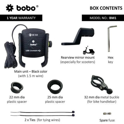 BOBO BM1 Bike Phone Mount with USB 3.0 Fast charger