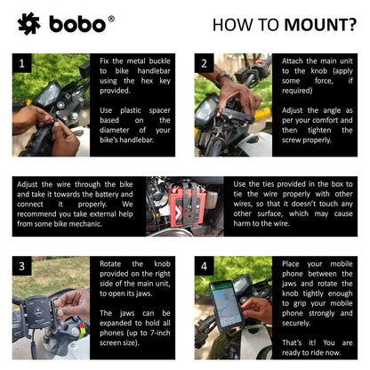 BOBO BM1 PRO Bike Phone Holder with USB 3.0 Charger & SAE Connector