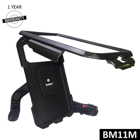 BOBO BM11H/M Fully Waterproof Bike Phone Holder with Fast 15W Wireless & USB-C Charger