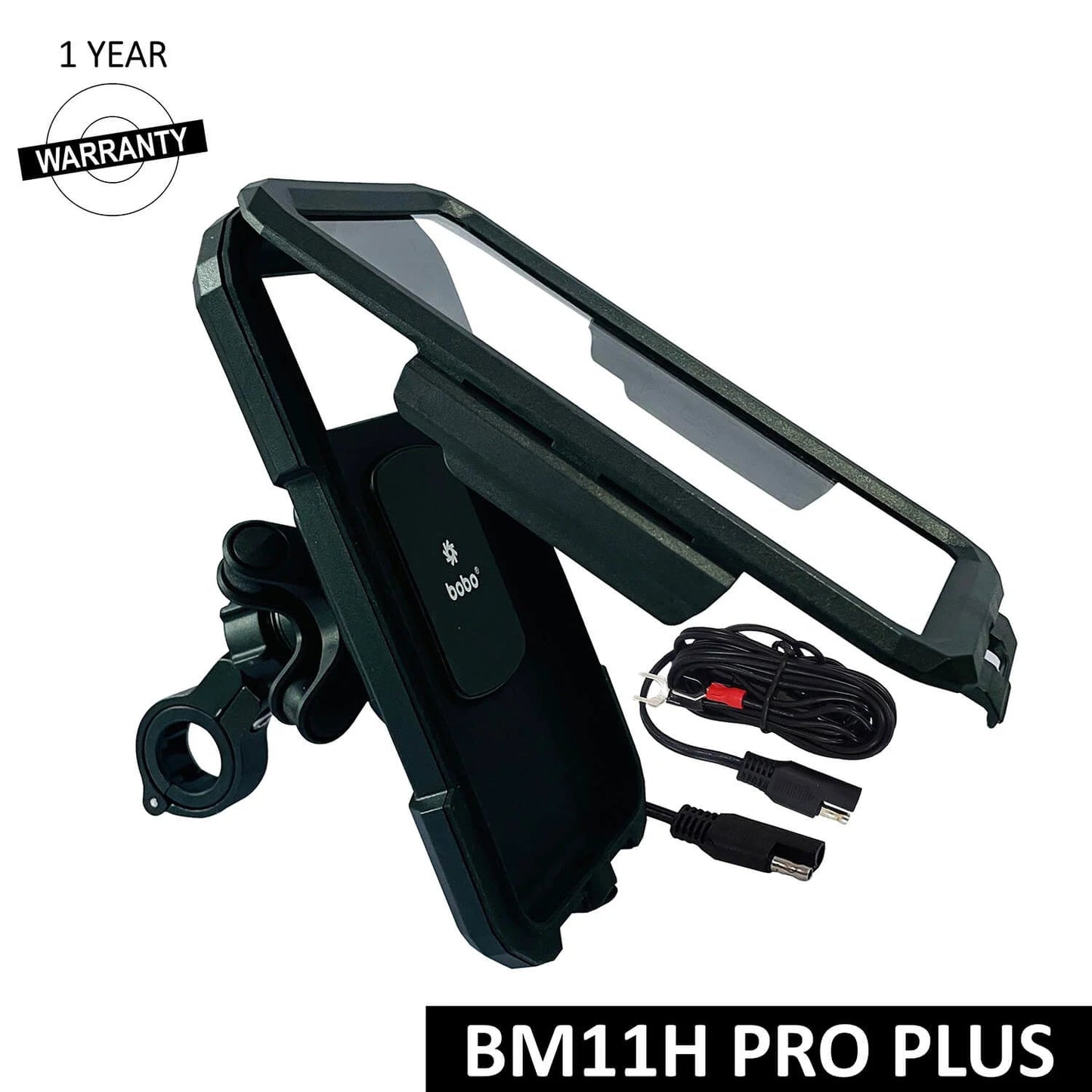 BOBO BM11H/M PRO PLUS Fully Waterproof Bike Phone Holder with PRO PLUS Vibration Damper with Fast 15W Wireless & USB-C Charger