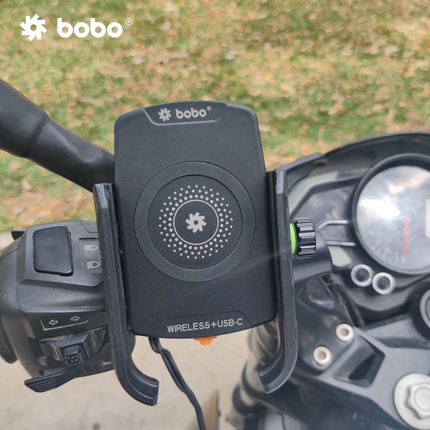 BOBO BM12 Bike Phone Holder with Fast 15W Wireless & USB-C Charger
