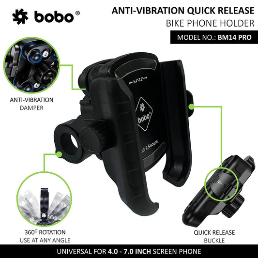 BOBO BM14 PRO X Anti-Vibration Bike Phone Holder with Quick Release