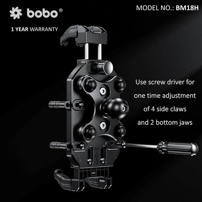 BOBO BM18H/M PRO Anti-Vibration Phone Mount with 15W Wireless Charger & USB-C Charging