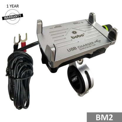 BOBO BM2 Aluminium Bike Phone Holder with 2.5A USB charger