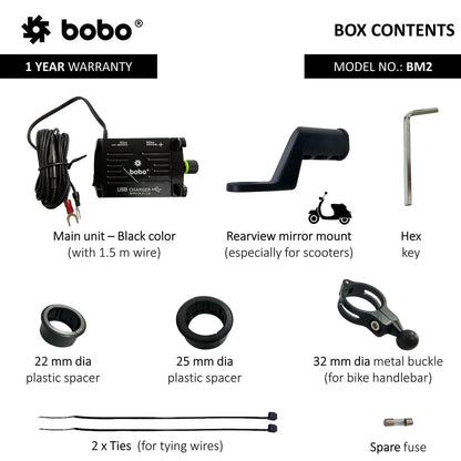 BOBO BM2 Aluminium Bike Phone Holder with 2.5A USB charger
