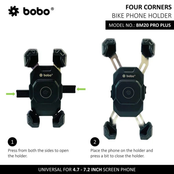 BOBO BM20 PRO PLUS 4-Corner Grip Bike Phone Holder with PRO PLUS Vibration Damper
