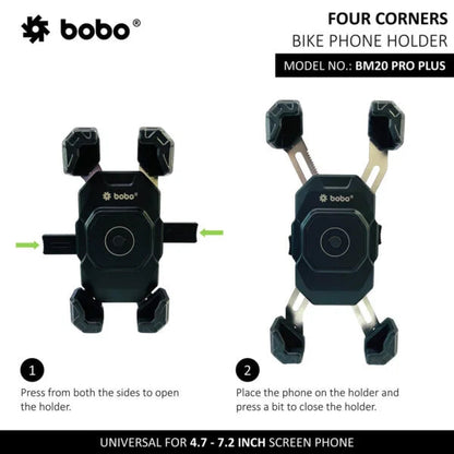 BOBO BM20 PRO PLUS 4-Corner Grip Bike Phone Holder with PRO PLUS Vibration Damper