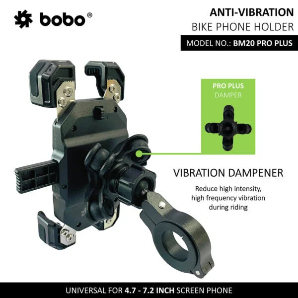 BOBO BM20 PRO PLUS 4-Corner Grip Bike Phone Holder with PRO PLUS Vibration Damper