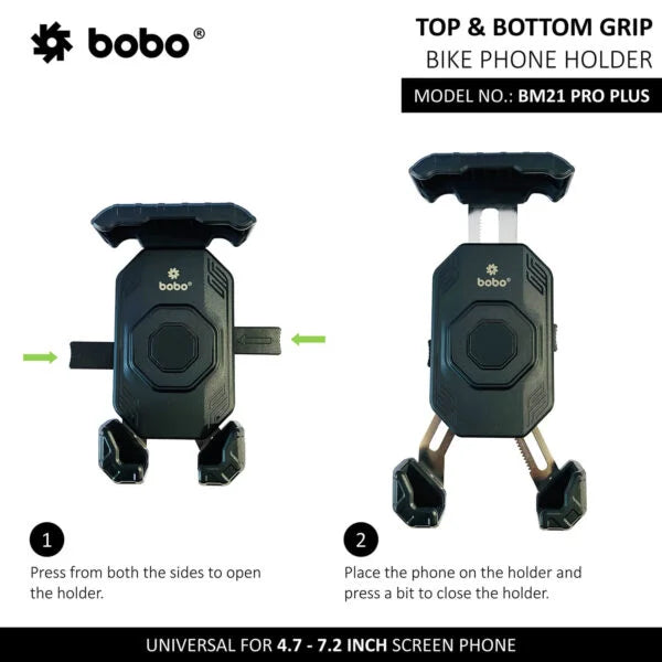 BOBO BM21 PRO PLUS Top & Bottom Grip Bike Phone Holder with PRO PLUS vibration damper