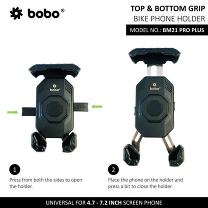 BOBO BM21 PRO PLUS Top & Bottom Grip Bike Phone Holder with PRO PLUS vibration damper