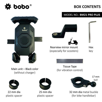 BOBO BM21 PRO PLUS Top & Bottom Grip Bike Phone Holder with PRO PLUS vibration damper