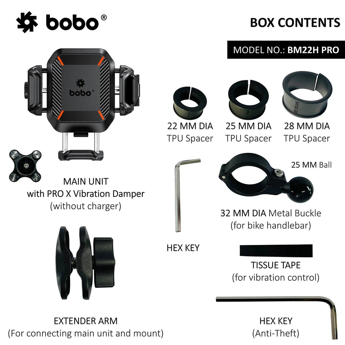BOBO BM22H/M PRO Anti-Theft Bike Phone Holder with Anti-Vibration and Quick Release