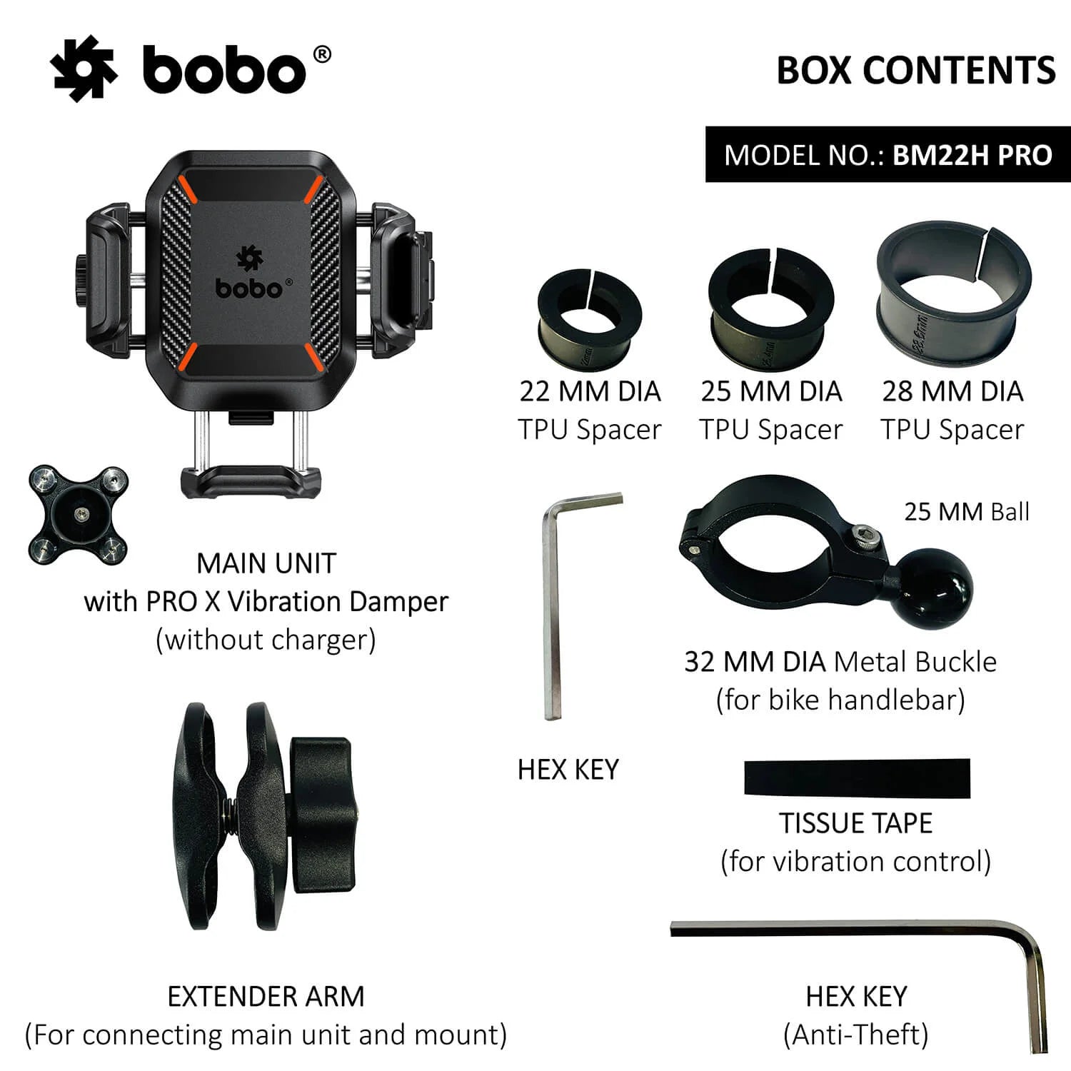 BOBO BM22H/M PRO Anti-Theft Bike Phone Holder with Anti-Vibration and Quick Release