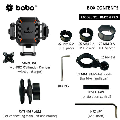 BOBO BM22H/M PRO Anti-Theft Bike Phone Holder with Anti-Vibration and Quick Release