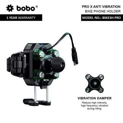 BOBO BM23H/M PRO Bike Phone Holder with Wireless & 36W USB-C Charging and Anti Vibration