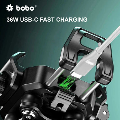BOBO BM23H/M PRO Bike Phone Holder with Wireless & 36W USB-C Charging and Anti Vibration