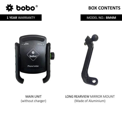 BOBO BM4M Bike Phone Holder Long Rear view Mirror Mount