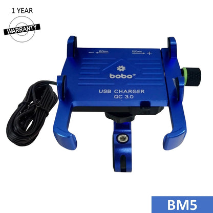 BOBO BM5 Aluminium Bike Phone Holder With Fast USB 3.0 Charger