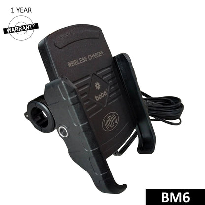 BOBO BM6 Bike Phone Holder with Fast 15W Wireless Charger