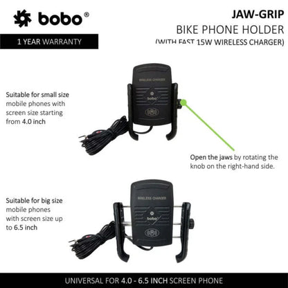 BOBO BM6 Bike Phone Holder with Fast 15W Wireless Charger