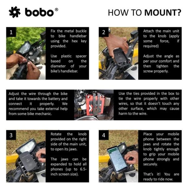 BOBO BM6 Bike Phone Holder with Fast 15W Wireless Charger