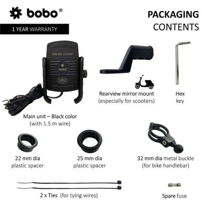 BOBO BM6 Bike Phone Holder with Fast 15W Wireless Charger