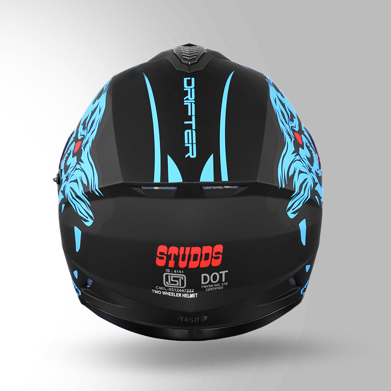 DRIFTER D2 LEOPARD DECOR MATT BLACK & BLUE