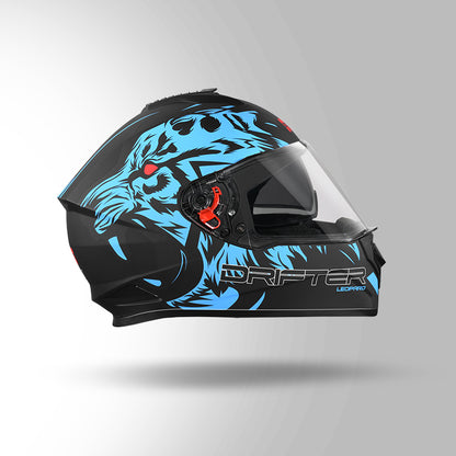 DRIFTER D2 LEOPARD DECOR MATT BLACK & BLUE