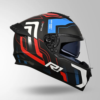 DRIFTER D4 R1 DECOR MATT BLACK / RED & BLUE