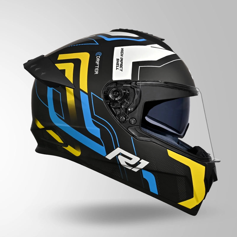 DRIFTER D4 R1 DECOR MATT BLACK / YELLOW & WHITE
