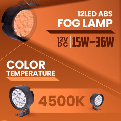 LGP 12 LED ABS Fog Lamp for Bike | Waterproof Auxiliary Driving Light | Universal Fit for All Motorcycles