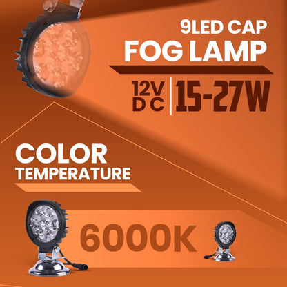 LGP 9 LED Cap Fog Lamp for Bike | Compact Waterproof Auxiliary Light | Universal Fit for All Motorcycles & Scooters