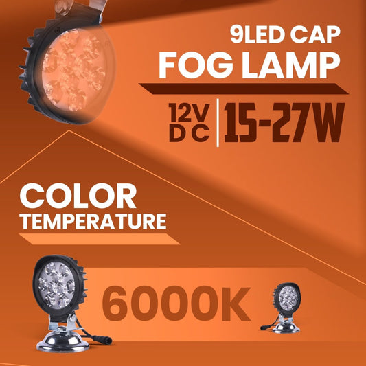LGP 9 LED Cap Fog Lamp for Bike | Compact Waterproof Auxiliary Light | Universal Fit for All Motorcycles & Scooters