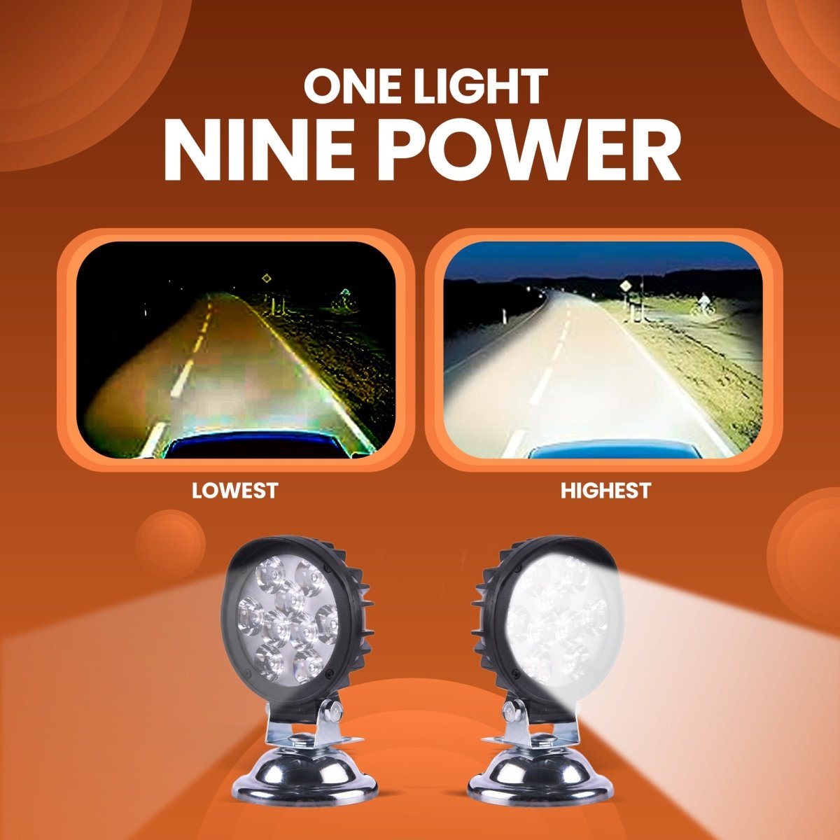 LGP 9 LED Cap Fog Lamp for Bike | Compact Waterproof Auxiliary Light | Universal Fit for All Motorcycles & Scooters