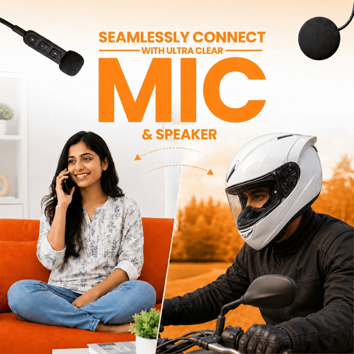LGP BT30 Bluetooth Helmet Headset IP67 Waterproof | Wireless Bike Helmet Speakers with Mic, Music & Call Control