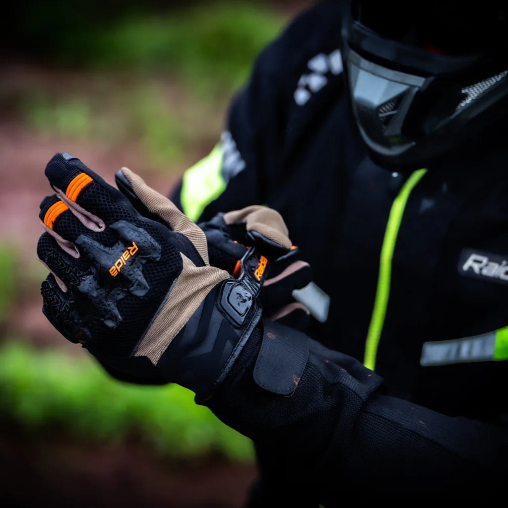 Raida Drift Motorcycle Gloves | Khaki Orange