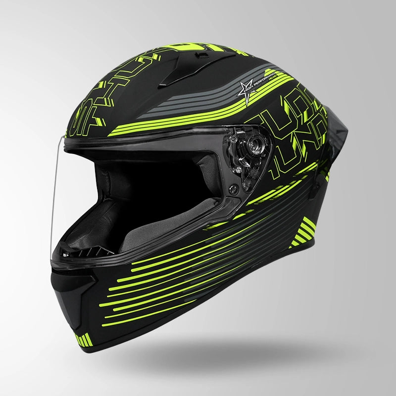 THUNDER D11 DECOR MATT BLACK & FLUORESCENT YELLOW WITH SPOILER