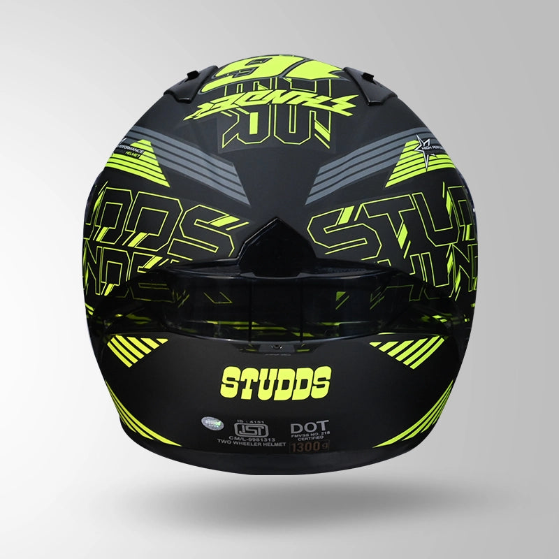 THUNDER D11 DECOR MATT BLACK & FLUORESCENT YELLOW WITH SPOILER