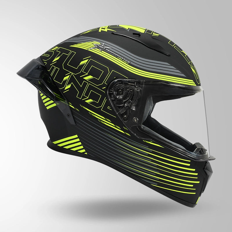 THUNDER D11 DECOR MATT BLACK & FLUORESCENT YELLOW WITH SPOILER