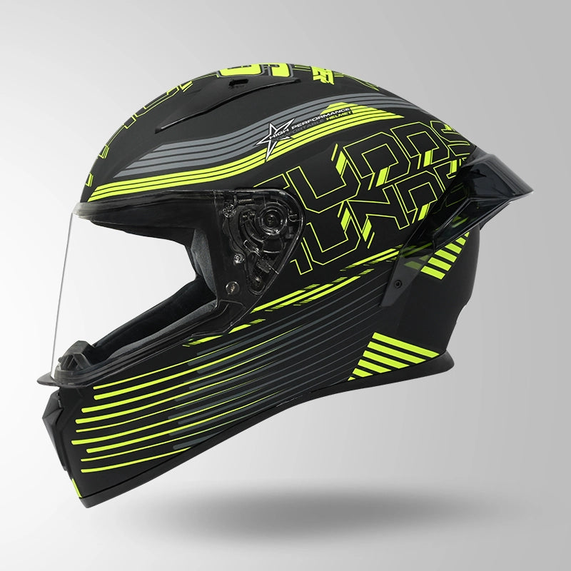 THUNDER D11 DECOR MATT BLACK & FLUORESCENT YELLOW WITH SPOILER