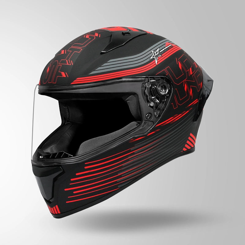 THUNDER D11 DECOR MATT BLACK & RED WITH SPOILER