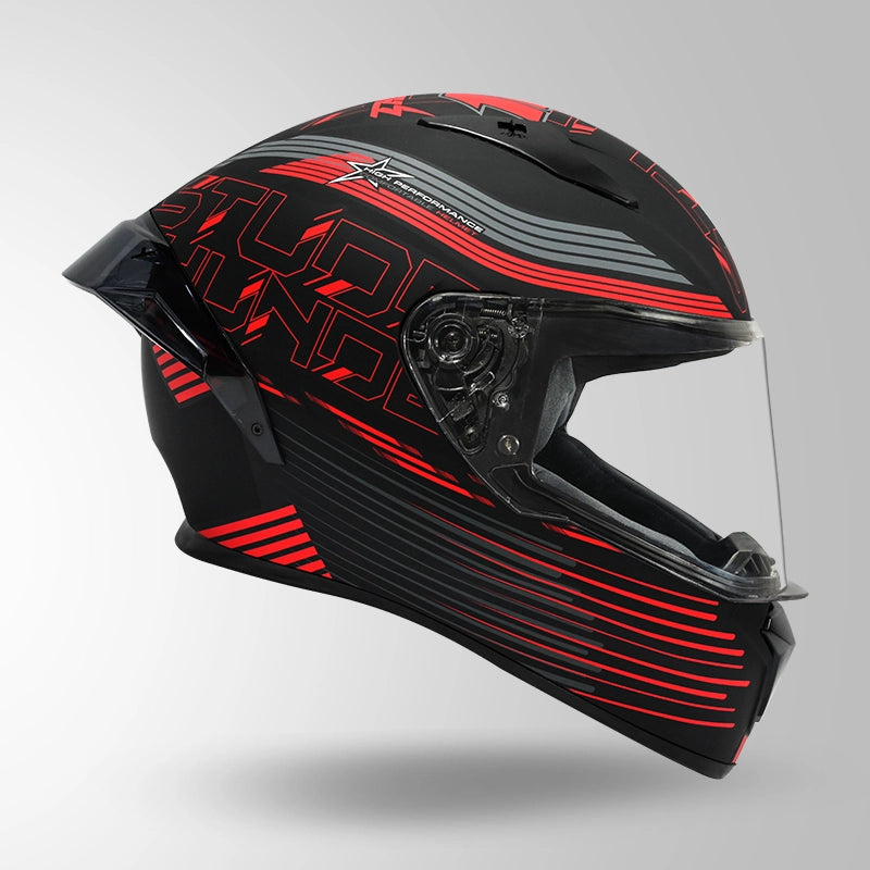 THUNDER D11 DECOR MATT BLACK & RED WITH SPOILER