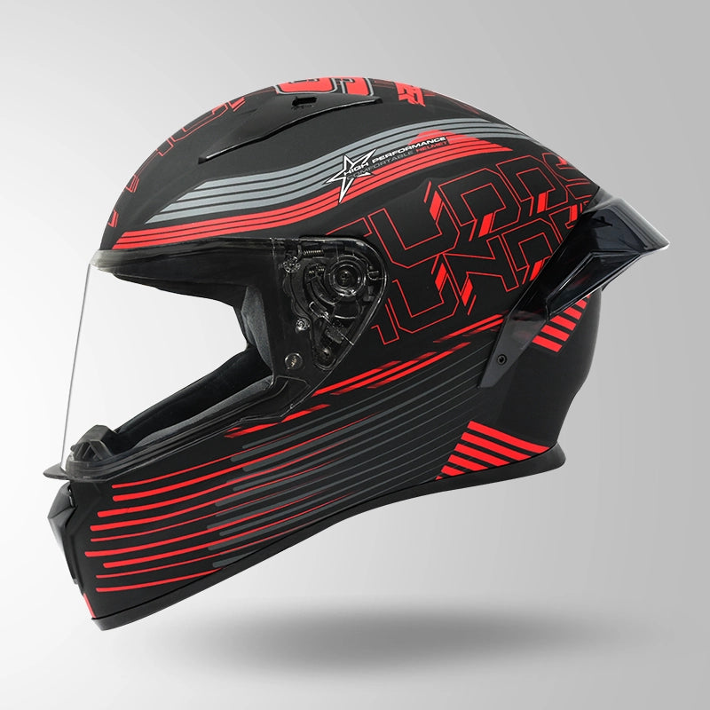 THUNDER D11 DECOR MATT BLACK & RED WITH SPOILER